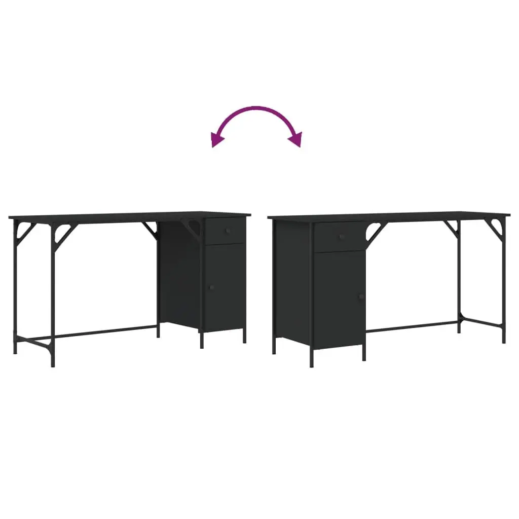 Computer Desk Engineered Wood 131x48x75 cm Black