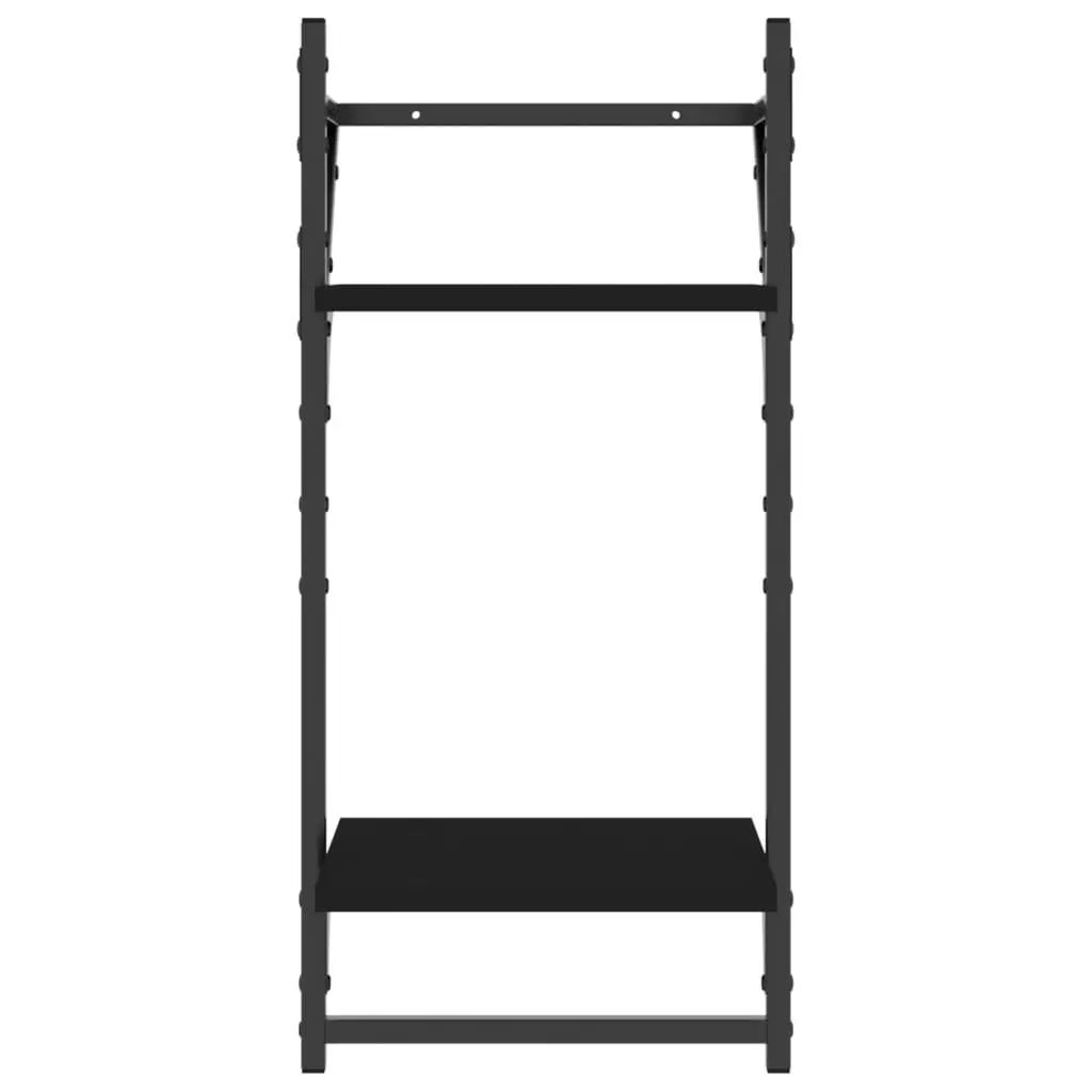 Wall Shelf Set Engineered Wood 4 Piece Floating Shelves with Bars Black