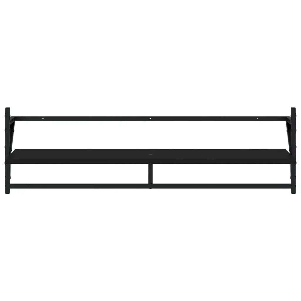 Floating Shelf Set Engineered Wood Wall-Mounted 6 Piece Black Storage Organiser Display
