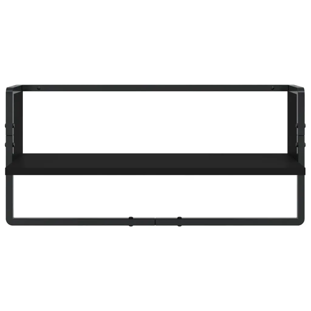 Wall Shelf Set Engineered Wood 4 Piece Floating Black Storage
