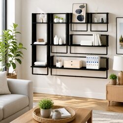 Practical 6-Piece Floating Shelves with Bars for Your Home