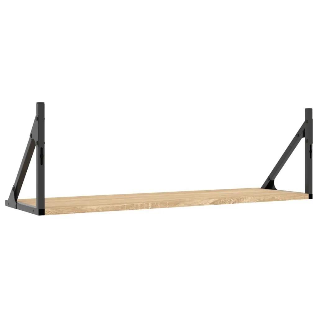 Floating Wall Shelves 2 Pieces Engineered Wood Brown Sonoma Oak Storage Organiser 80x25x25.5cm