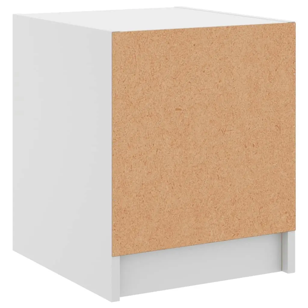 Bedside Cabinet Engineered Wood White Glass Door Storage Nightstand 35W x 37D x 42H cm