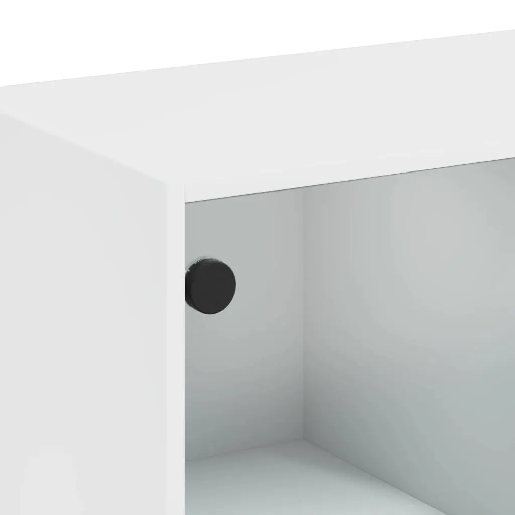 Side Cabinet Engineered Wood 68x37x75.5cm White Glass Doors