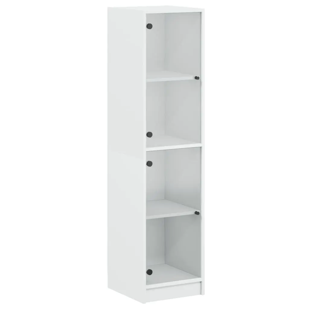 White Highboard Storage Cabinet Glass Doors Shelving Unit Furniture 35x37x142cm