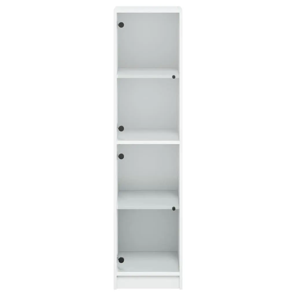 White Highboard Storage Cabinet Glass Doors Shelving Unit Furniture 35x37x142cm
