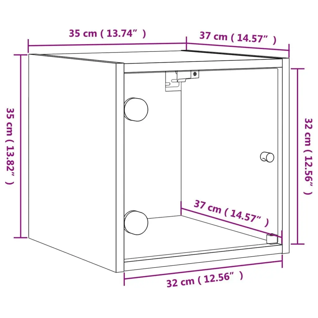 Wall-Mounted Bedside Storage Cabinet Engineered Wood White with Glass Doors 35x37x35cm 2 Piece