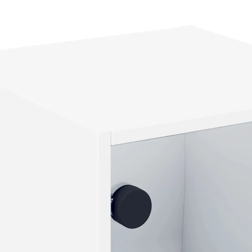 Wall-Mounted Bedside Storage Cabinet Engineered Wood White with Glass Doors 35x37x35cm 2 Piece