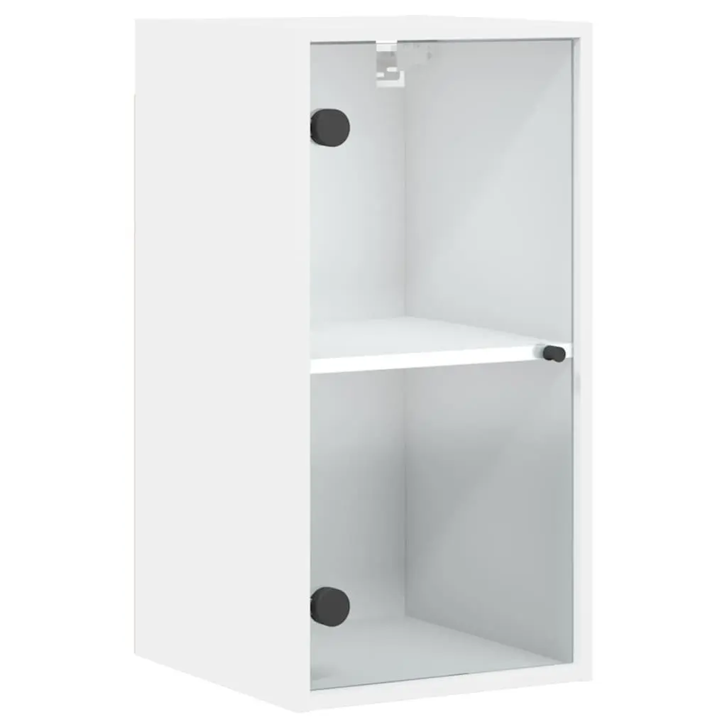 Wall-Mounted Storage Unit White Engineered Wood with Glass Doors 35x37x68.5cm