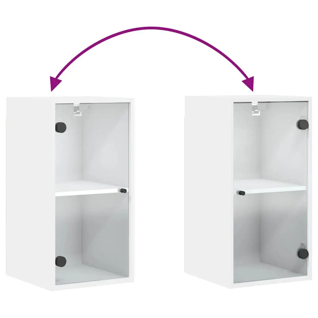 Wall-Mounted Storage Unit White Engineered Wood with Glass Doors 35x37x68.5cm