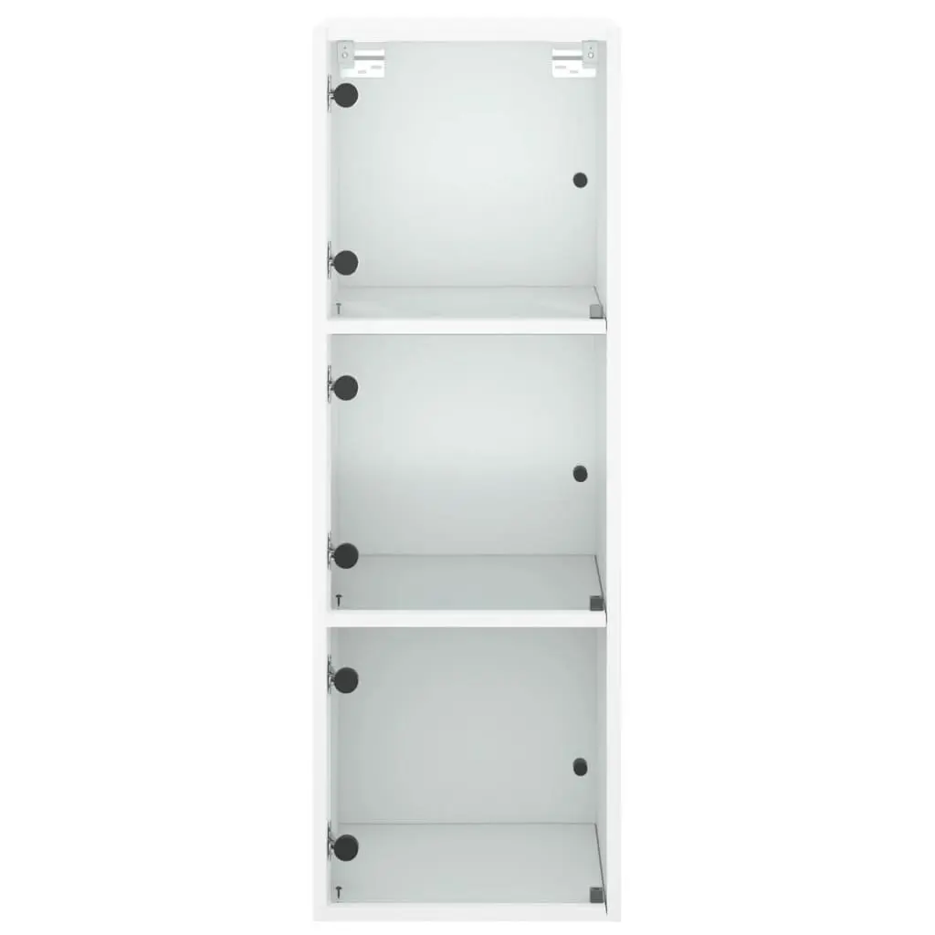 Wall Cabinet Glass Doors Engineered Wood 35x37x100cm White Storage Unit