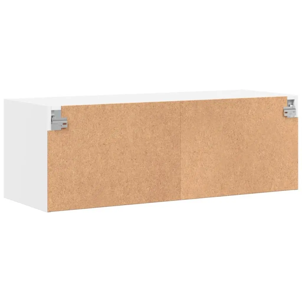 Wall Cabinet Engineered Wood 102x37x35cm White Glass Doors Wall-Mounted