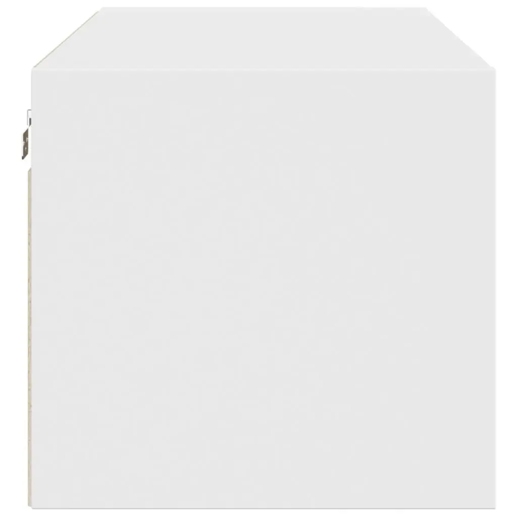 Wall Cabinet Engineered Wood 102x37x35cm White Glass Doors Wall-Mounted