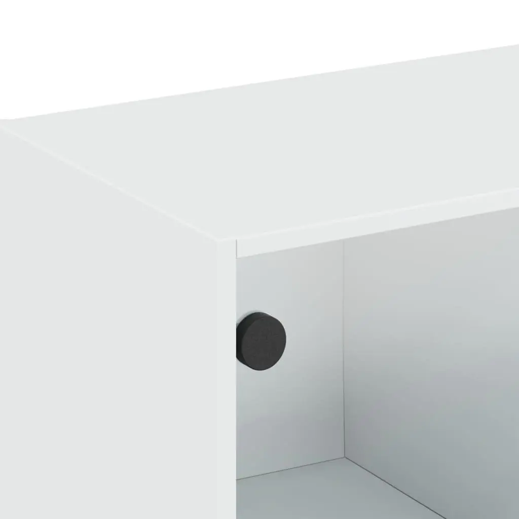 Wall Cabinet Engineered Wood 102x37x35cm White Glass Doors Wall-Mounted