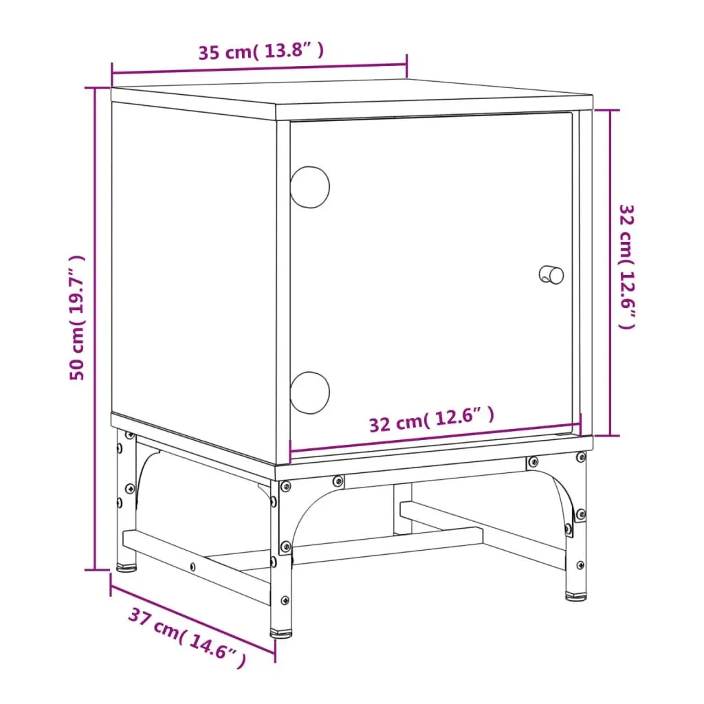 Bedside Table Cabinets with Glass Doors White 35x37x50 cm Set of 2