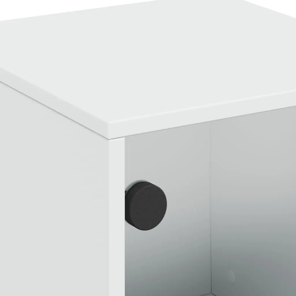 Bedside Table Cabinets with Glass Doors White 35x37x50 cm Set of 2