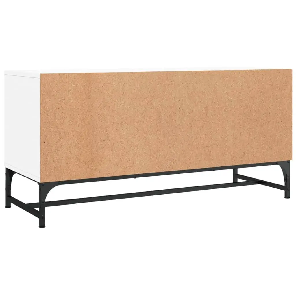 TV Cabinet Engineered Wood White Glass Doors 102 x 37 x 50 cm