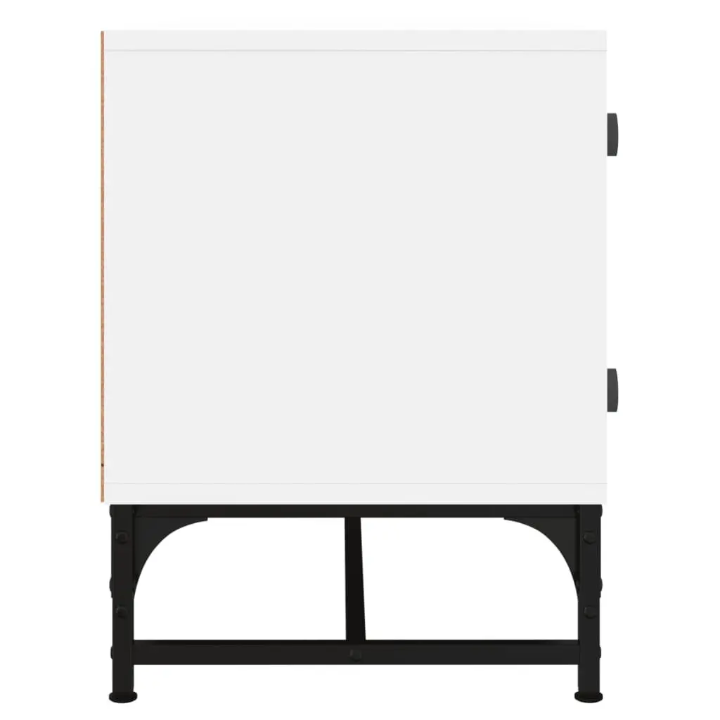 TV Cabinet Engineered Wood White Glass Doors 102 x 37 x 50 cm