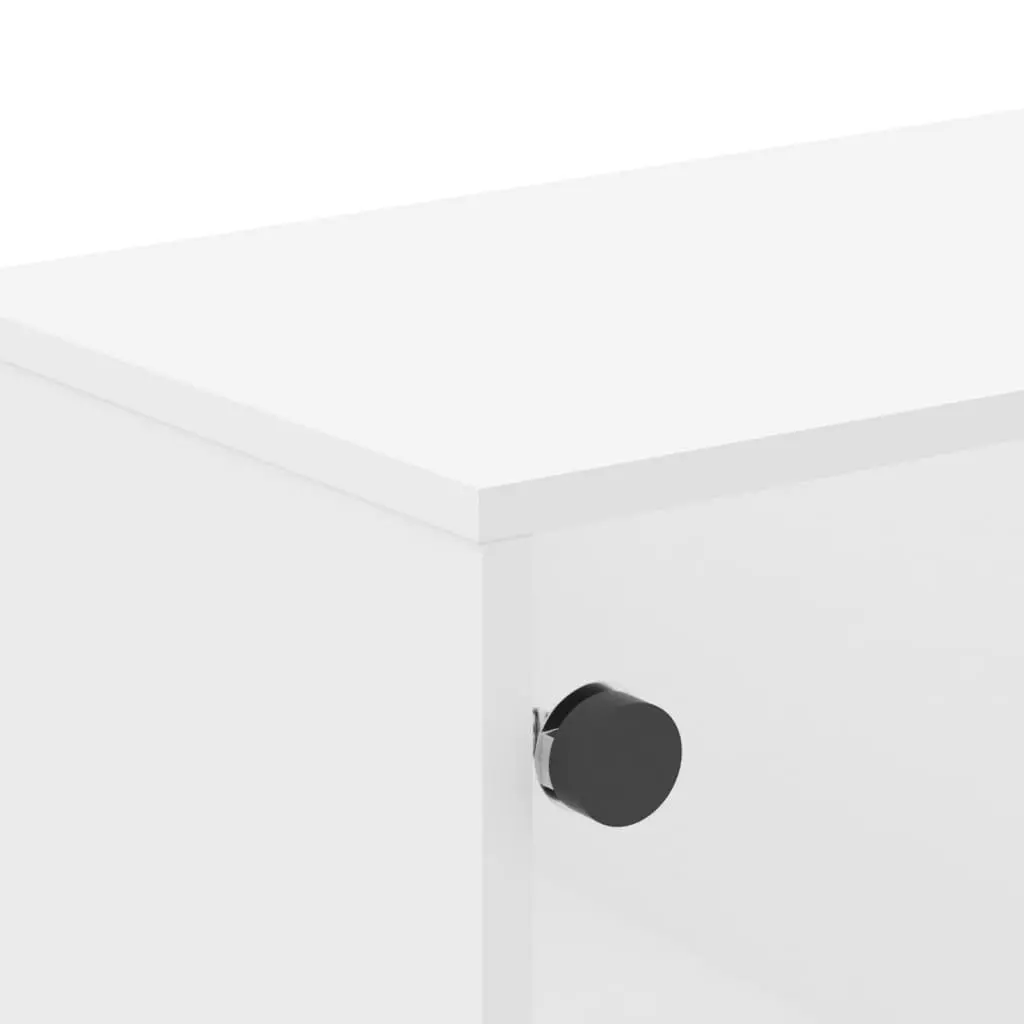TV Cabinet Engineered Wood White Glass Doors 102 x 37 x 50 cm