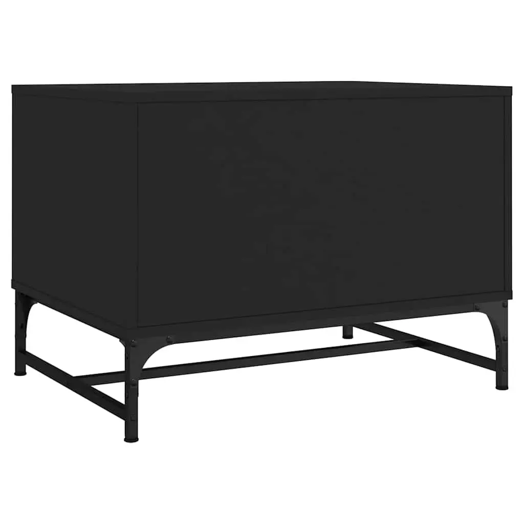 Coffee Table Engineered Wood Black with Glass Doors Storage Display 68.5 x 50 x 50 cm
