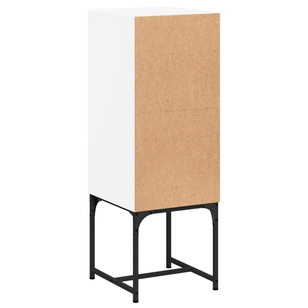 Side Cabinet Engineered Wood 35W x 37D x 100H cm White with Glass Doors