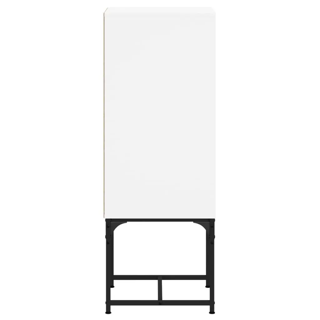 Side Cabinet Engineered Wood 35W x 37D x 100H cm White with Glass Doors
