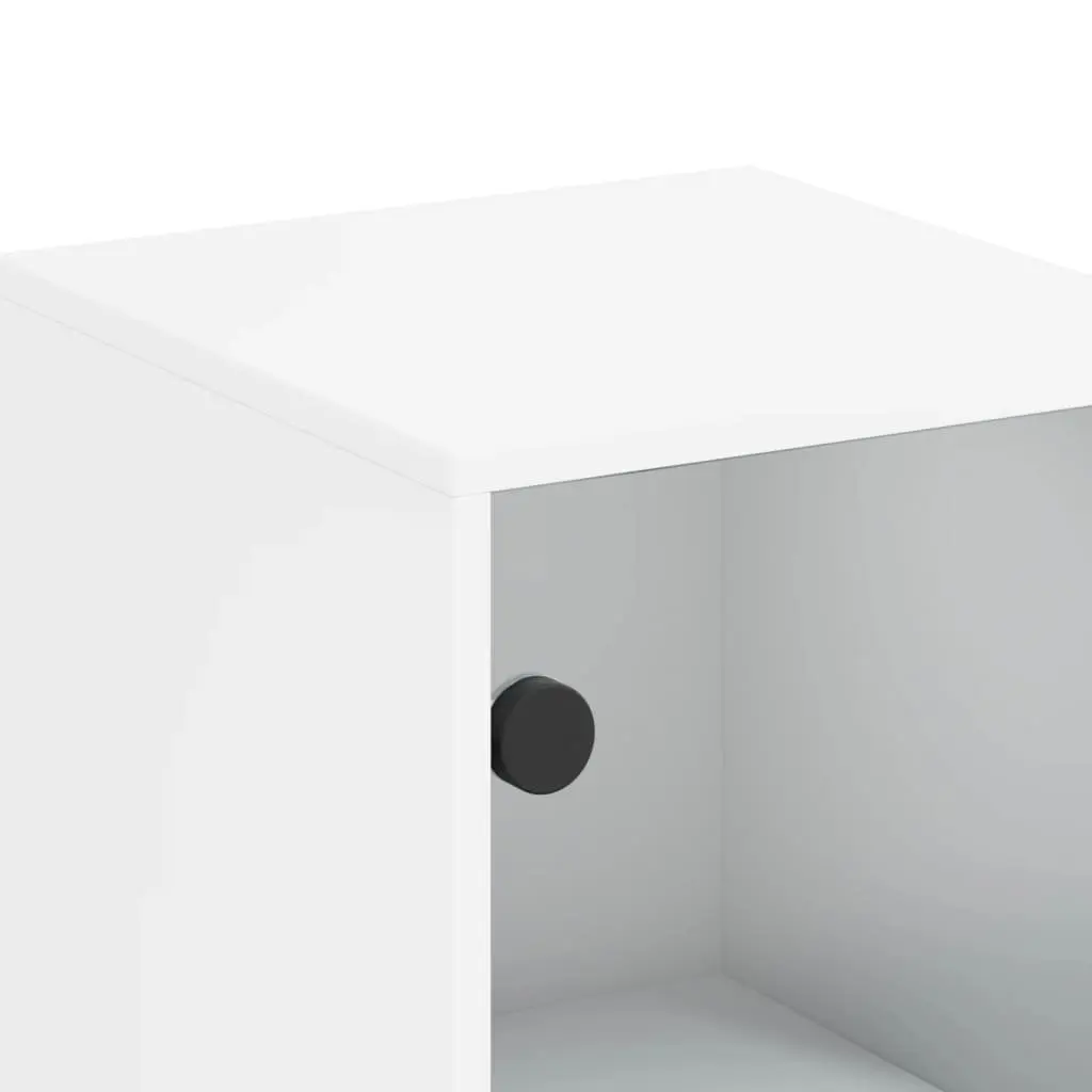 Side Cabinet Engineered Wood 35W x 37D x 100H cm White with Glass Doors