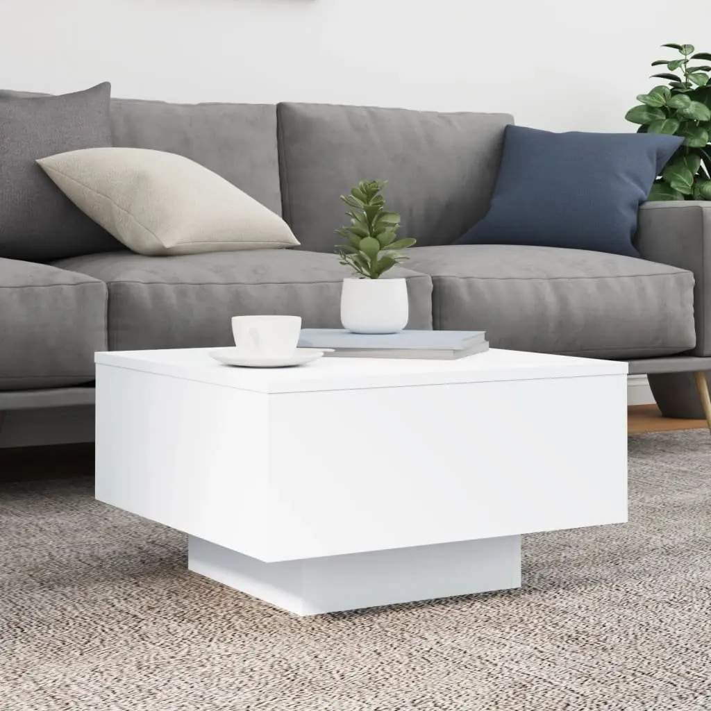 Coffee Table Engineered Wood 55 x 55 x 31 cm White Modern Living Room Accent Side Tea Table