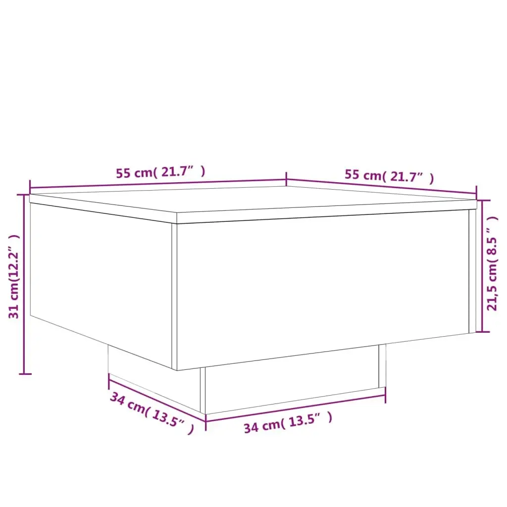 Coffee Table Engineered Wood 55 x 55 x 31 cm White Modern Living Room Accent Side Tea Table