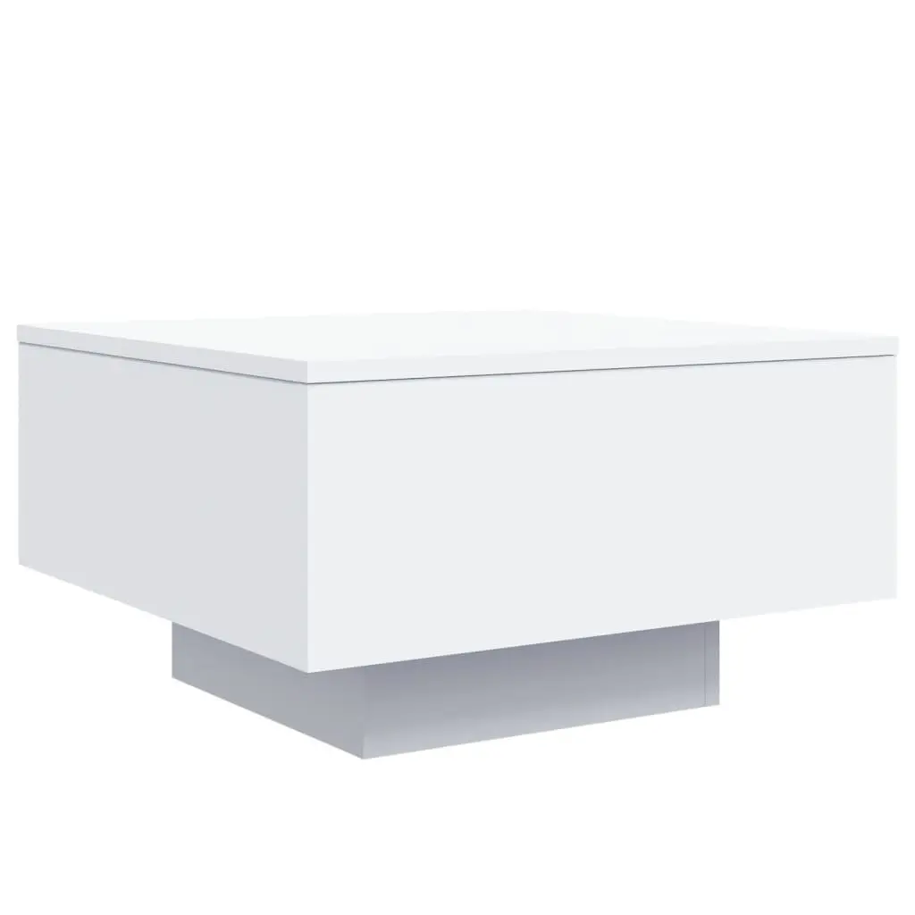Coffee Table White Engineered Wood RGB LED Lights 55x55x31cm Modern Living Room