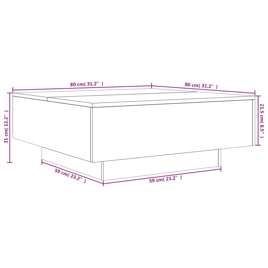 Coffee Table White Modern Living Room Accent Sofa Side Tea Table 80x80x31cm