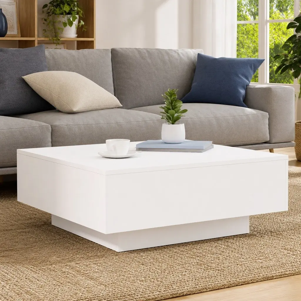 White Coffee Table with RGB LED Lights