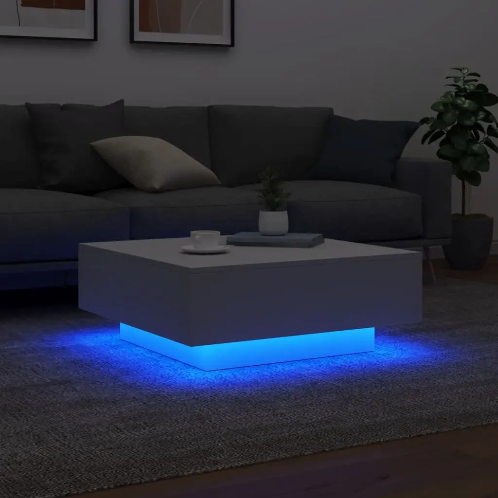 White Coffee Table with RGB LED Lights