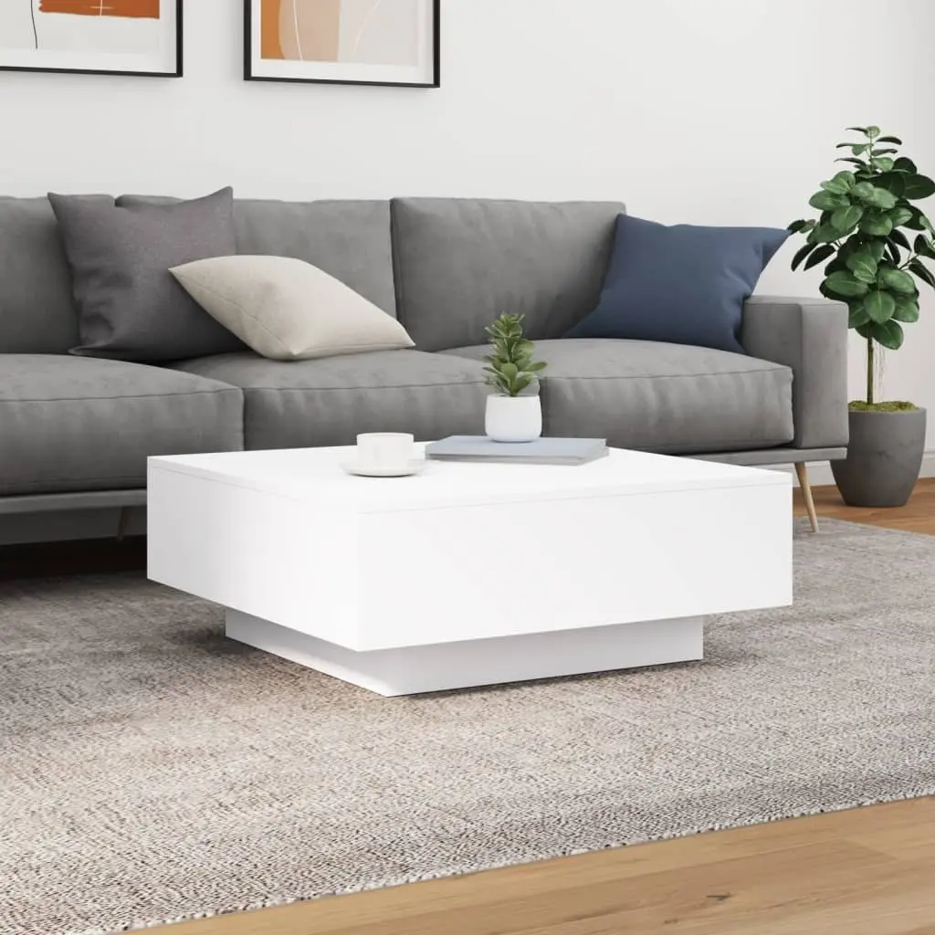 White Coffee Table with RGB LED Lights
