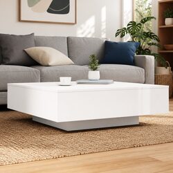 Coffee Table White Modern Living Room Accent Furniture Engineered Wood Side Tea