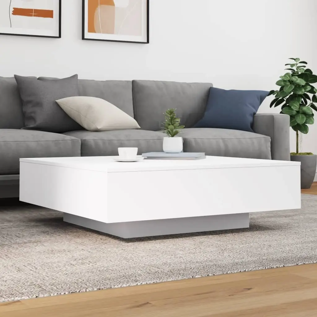 Coffee Table Engineered Wood 100cm White Modern Living Room Accent Furniture