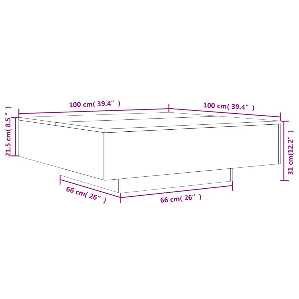 Coffee Table Engineered Wood 100cm White Modern Living Room Accent Furniture