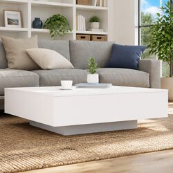 Versatile White Coffee Table with Adjustable LED Lights