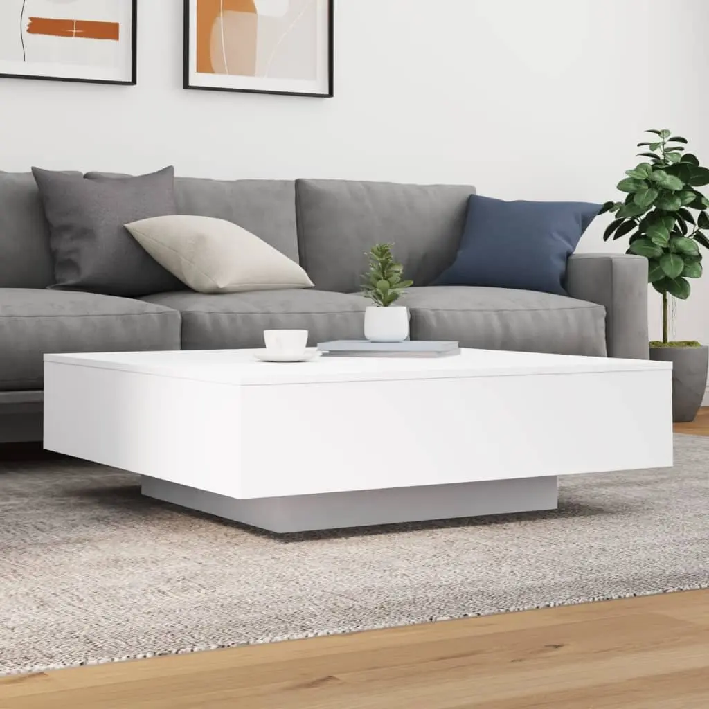 White Coffee Table with Adjustable LED Lights