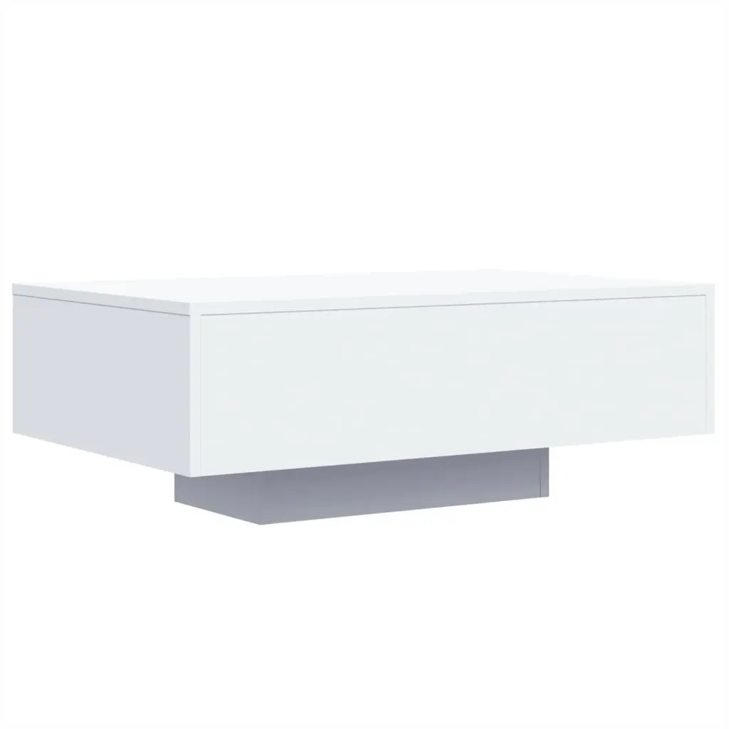 Coffee Table White Engineered Wood 85x55x31cm with RGB LED Lights for Living Room
