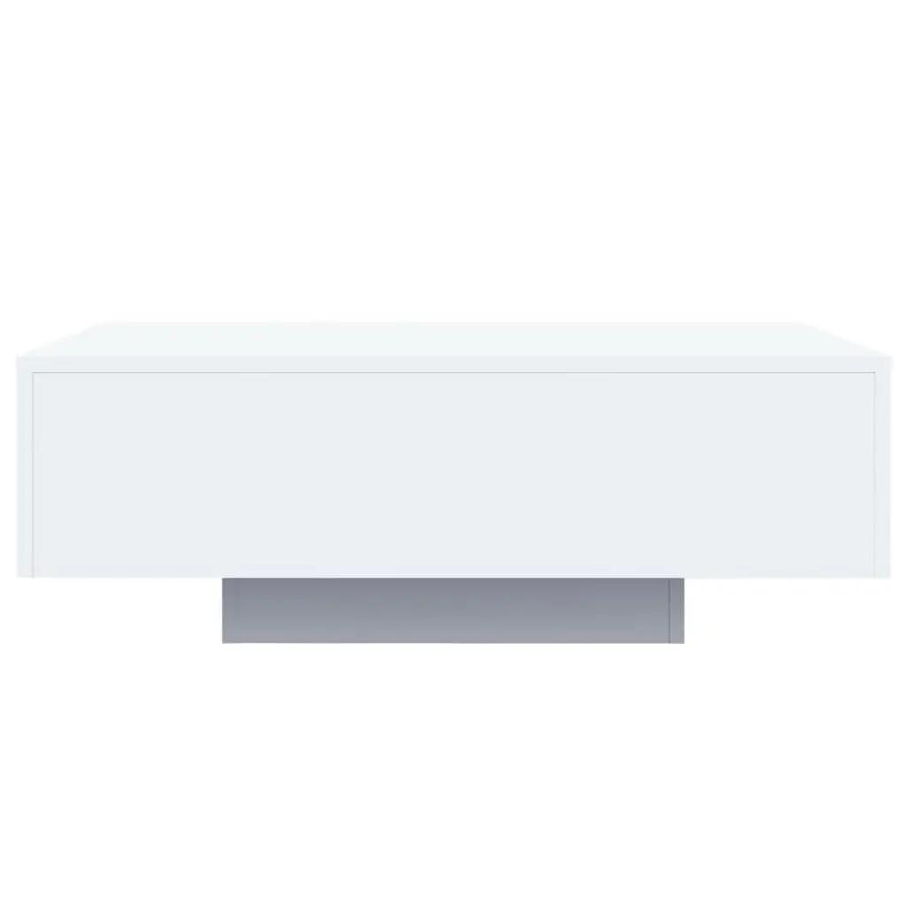 Coffee Table White Engineered Wood 85x55x31cm with RGB LED Lights for Living Room