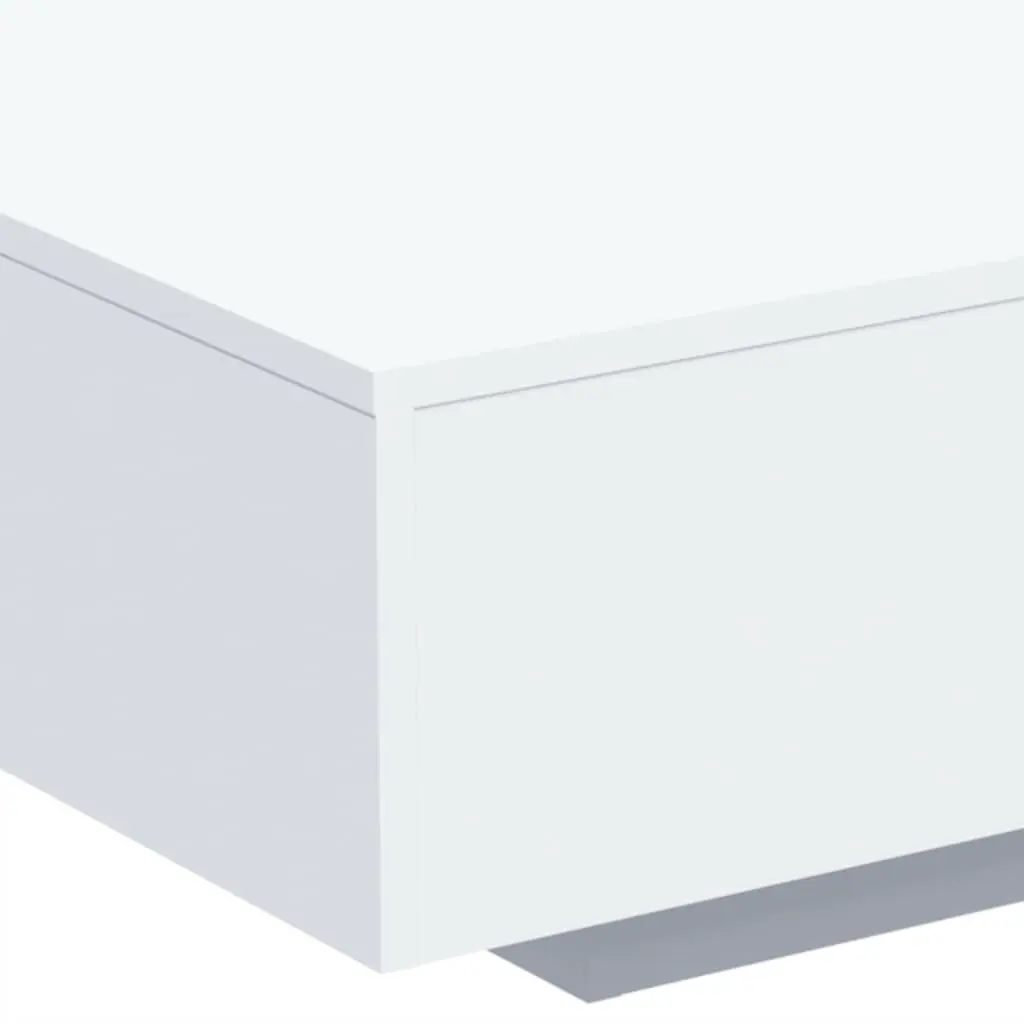 Coffee Table White Engineered Wood 85x55x31cm with RGB LED Lights for Living Room