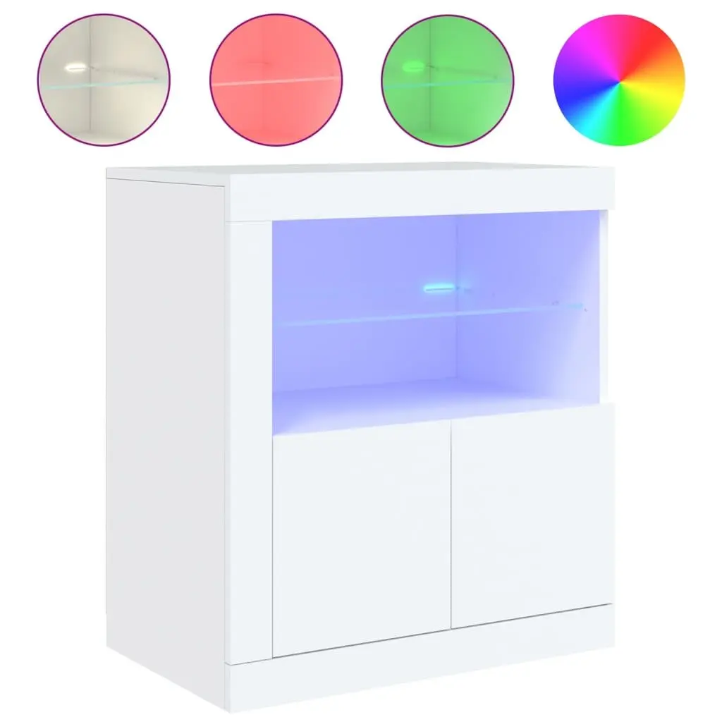 Sideboard Storage Cabinet Engineered Wood 60.5x37x67cm White with RGB LED Lights