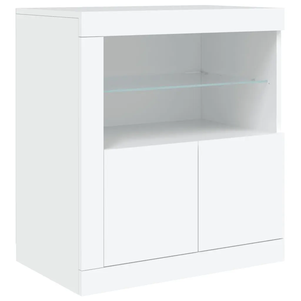Sideboard Storage Cabinet Engineered Wood 60.5x37x67cm White with RGB LED Lights