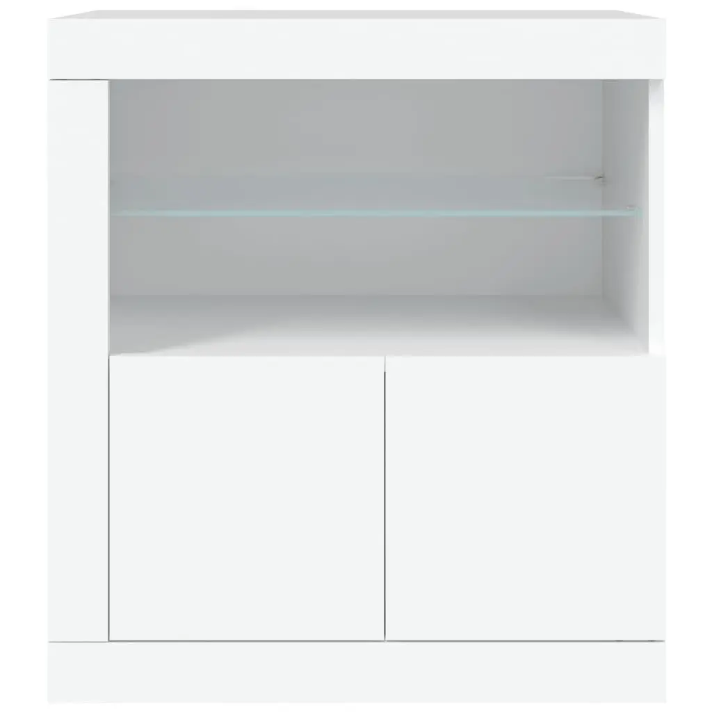Sideboard Storage Cabinet Engineered Wood 60.5x37x67cm White with RGB LED Lights