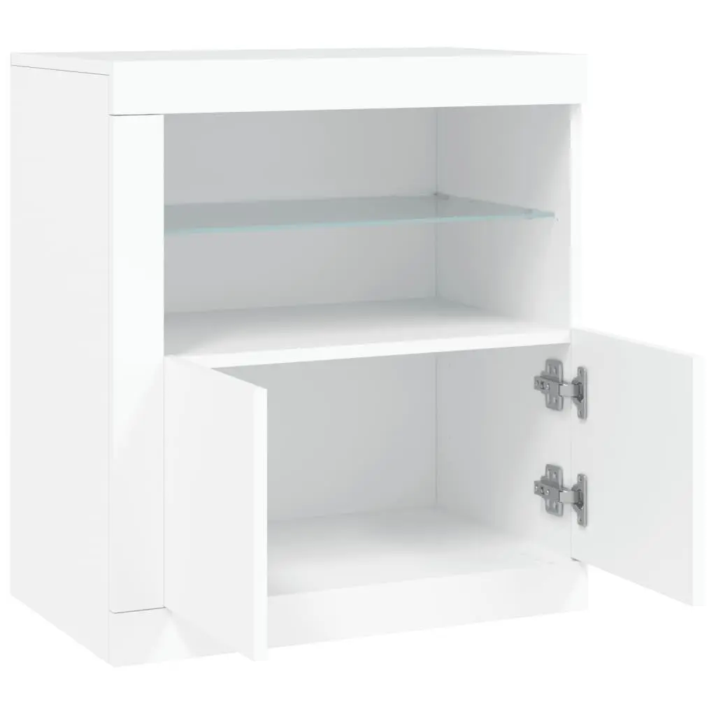 Sideboard Storage Cabinet Engineered Wood 60.5x37x67cm White with RGB LED Lights