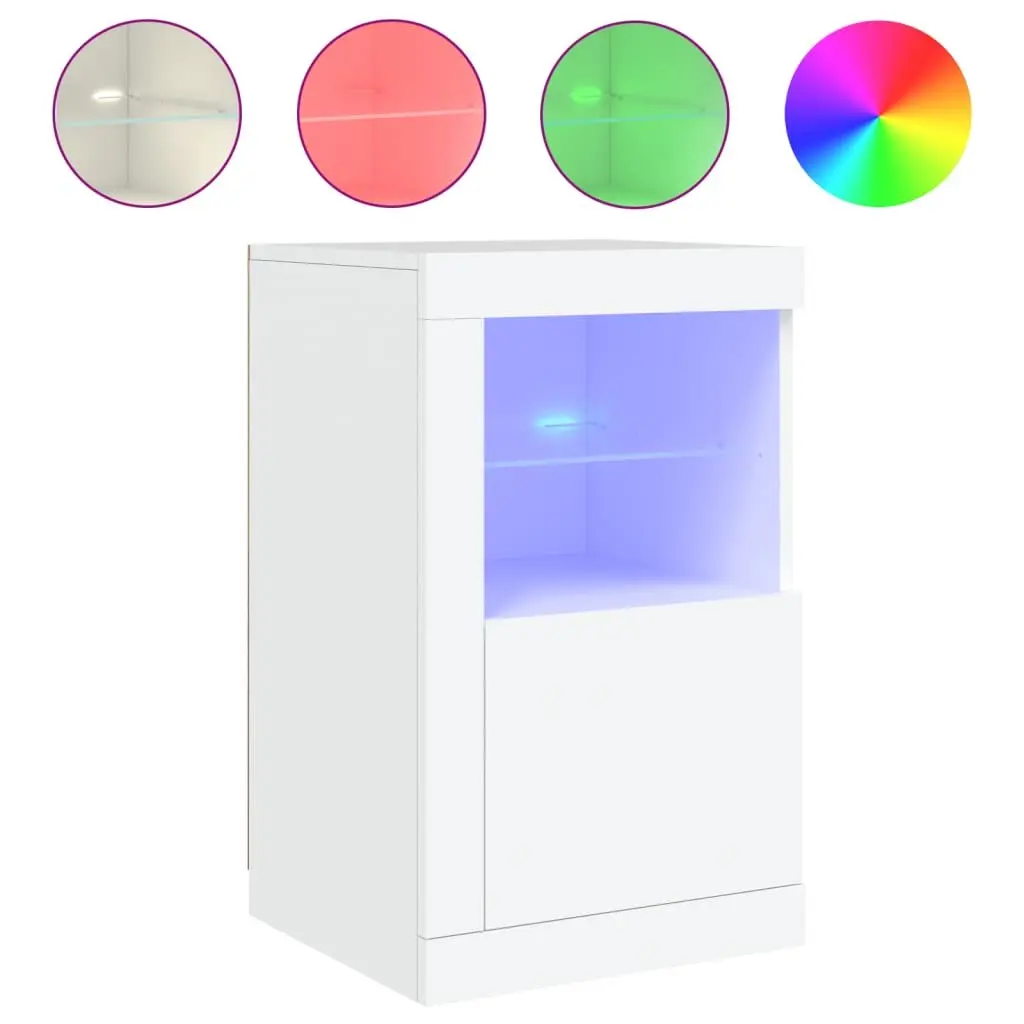 Side Cabinet with RGB LED Lights Storage Unit White Engineered Wood 2 pcs