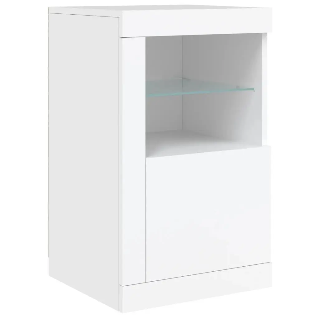 Side Cabinet with RGB LED Lights Storage Unit White Engineered Wood 2 pcs