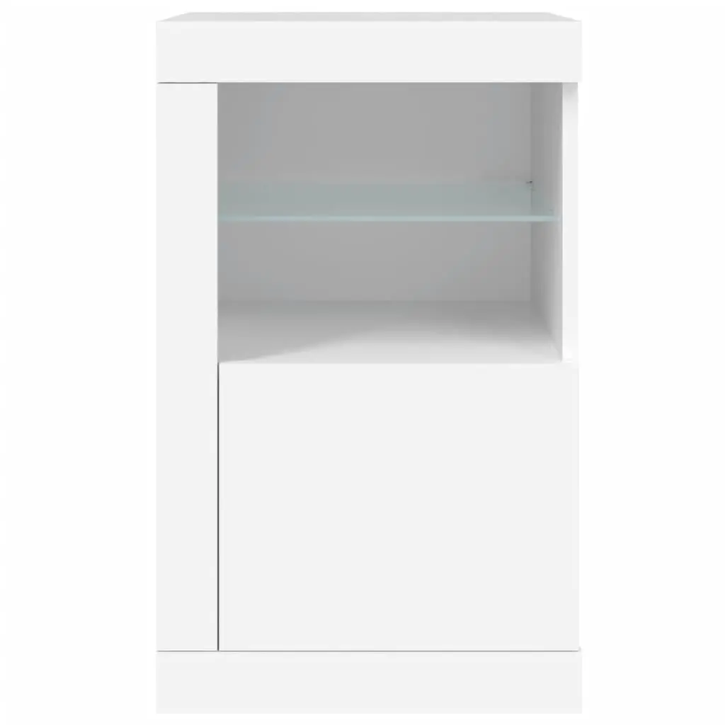 Side Cabinet with RGB LED Lights Storage Unit White Engineered Wood 2 pcs