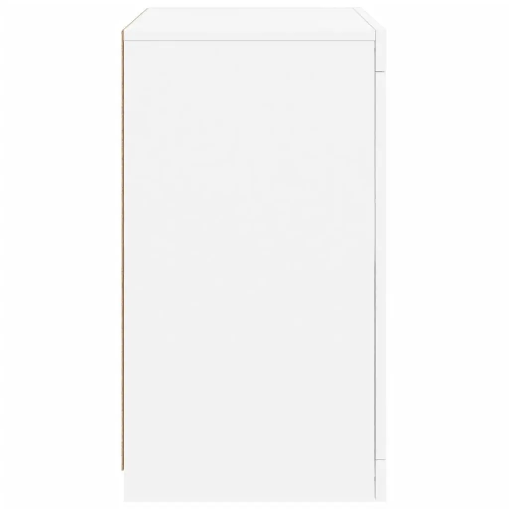 Side Cabinet with RGB LED Lights Storage Unit White Engineered Wood 2 pcs